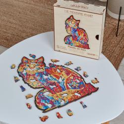 Puzzle bois - Tendre Chat - Boite en bois