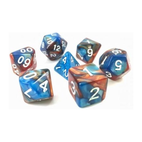 Set de 7 dés - Fusion - Bleu Or