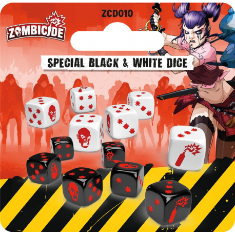Zombicide - Set de dés spéciaux noirs et blancs