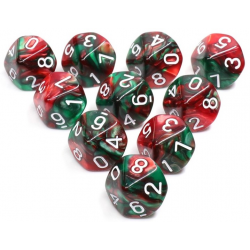Set de 10 dés à 10 faces - Blend Rouge et Vert