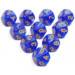 Set de 10 dés à 10 faces - Blue Pearl