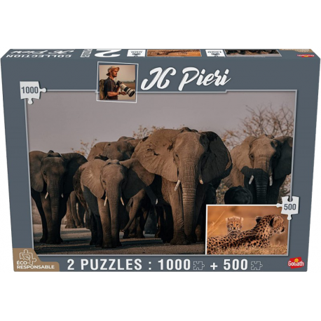 PUZZLE JC PIERI - Eléphants1000 pièces & Guépards 500 pièces