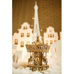 Maquette 3D mécanique en bois - Carroussel Parisien boîte à Musique