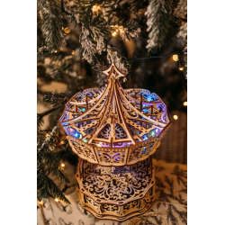 Maquette 3D mécanique en bois - Carroussel Parisien boîte à Musique