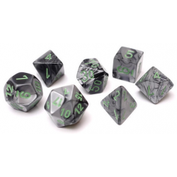 Set de 7 dés - Gemini noir-Gris/Vert