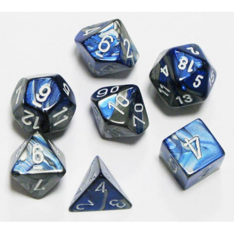 Set de 7 dés - Gemini Bleu-Acier/Blanc