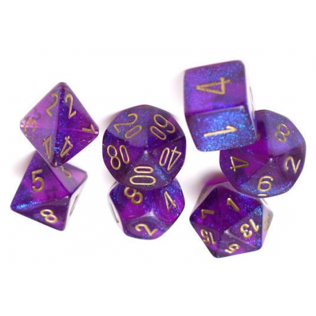 Set de 7 dés - Boréalis Violet/Or