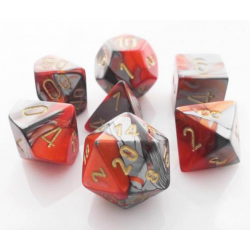 Set de 7 dés - Gemini Orange-Acier/Or
