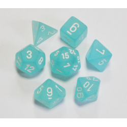 Set de 7 dés - Frosted Turquoise/Blanc