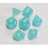 Set de 7 dés - Frosted Turquoise/Blanc