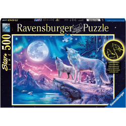 Puzzle 500 pièces Starline - Ravensburger - Loup sous Les Lumières du Nord