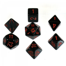 Set de 7 dés - Opaque Noir/Rouge