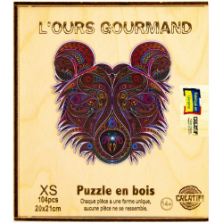 Puzzle bois - L'Ours Gourmand - Boite en bois