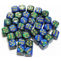 Set de 36 dés - Gemini Bleu-Vert/Or