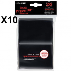 Ultra PRO : Lot de 10  Paquet 100 Sleeves Std Noir (1000 Sleeves en tout)