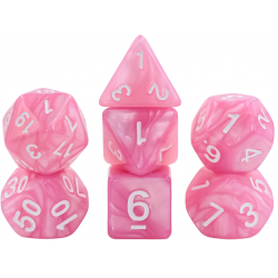 Set de 7 dés - Nacré Rose/Blanc
