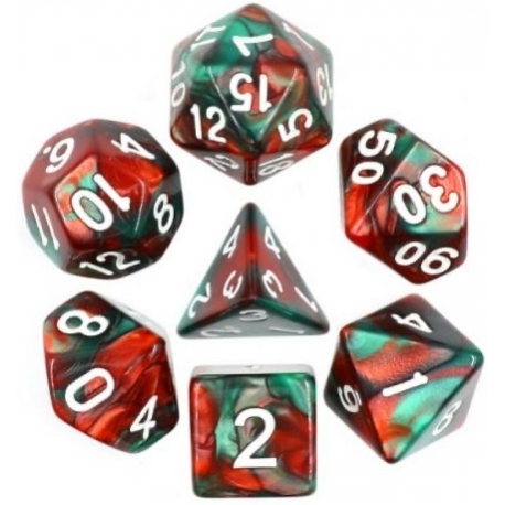 Set de 7 dés - Epic Forge - Fusion - Vert et rouge/Blanc