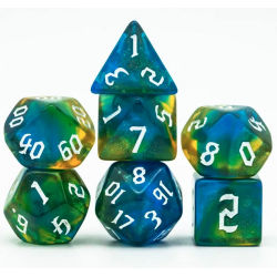 Set de 7 dés - Epic Forge - Vert et Bleu Paillettes