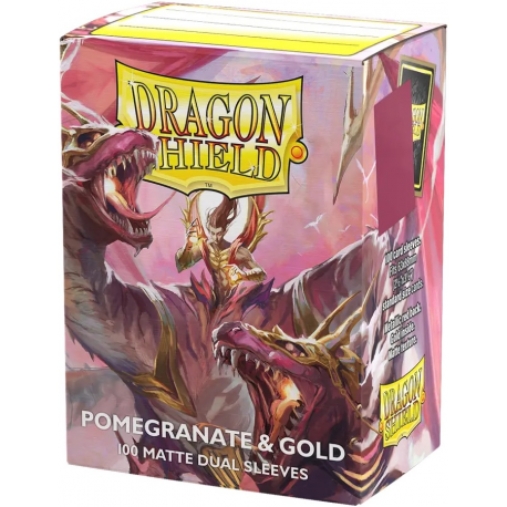 100 Protège-cartes Dragon Shield Matte Dual - Pomegranate & Gold