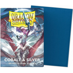 100 Protège-cartes Dragon Shield Matte Dual - Cobalt & Silver