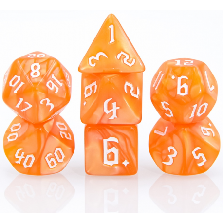 Set de 7 dés - Epic Forge - Nacré - Orange/Blanc