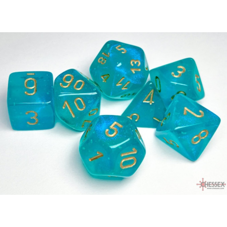 Set de 7 dés - Luminary - Sarcelle/or