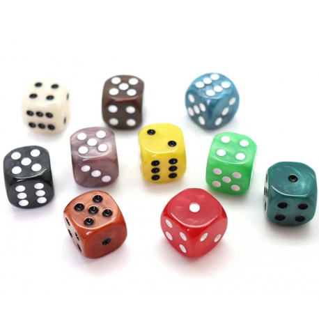 Dés à 6 faces Marbrés 18mm