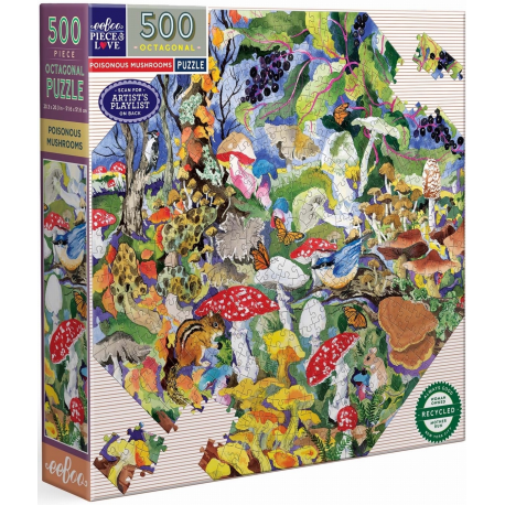 Puzzle 500 pièces eeboo - Mushrooms and Butterflies