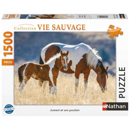 Puzzle Nathan 1500 pièces - Jument et son poulain
