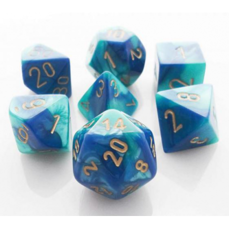 Set de 7 dés - Gemini Bleu-Sarcelle/Or