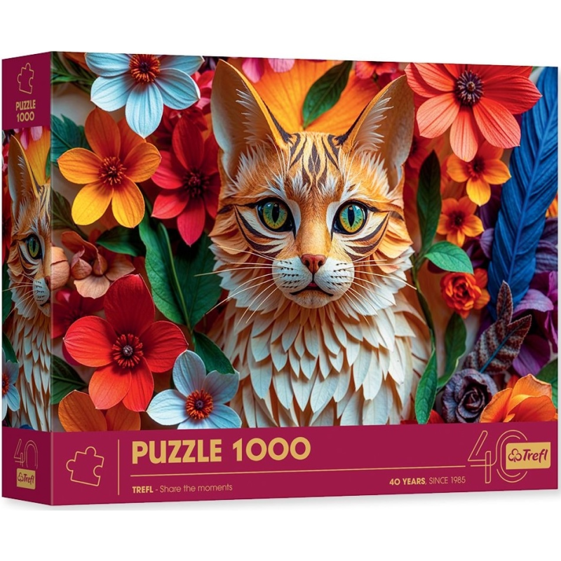 Puzzle Premium 1000 pièces Trefl - Collection Paper Art - Paper Cat