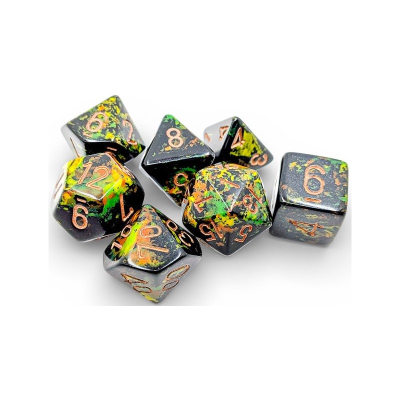 Set de 7 dés, idéal pour les jeux de rôle.