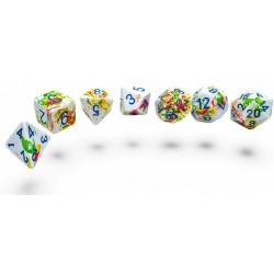 Set de 7 dés, idéal pour les jeux de rôle.