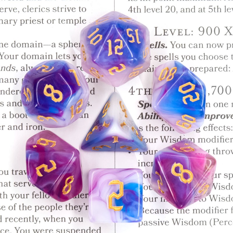 Acheter un Set de 7 dés, idéal pour les jeux de rôle.