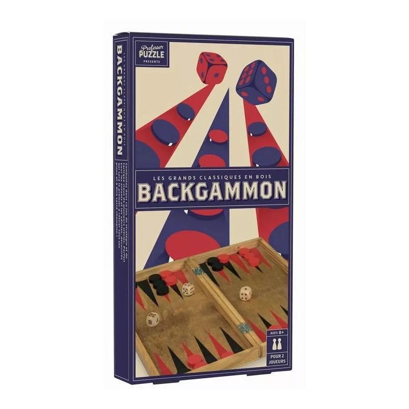 Acheter le jeu de société Backgammon en Bois Vintage 25 cm (Professor Puzzle)