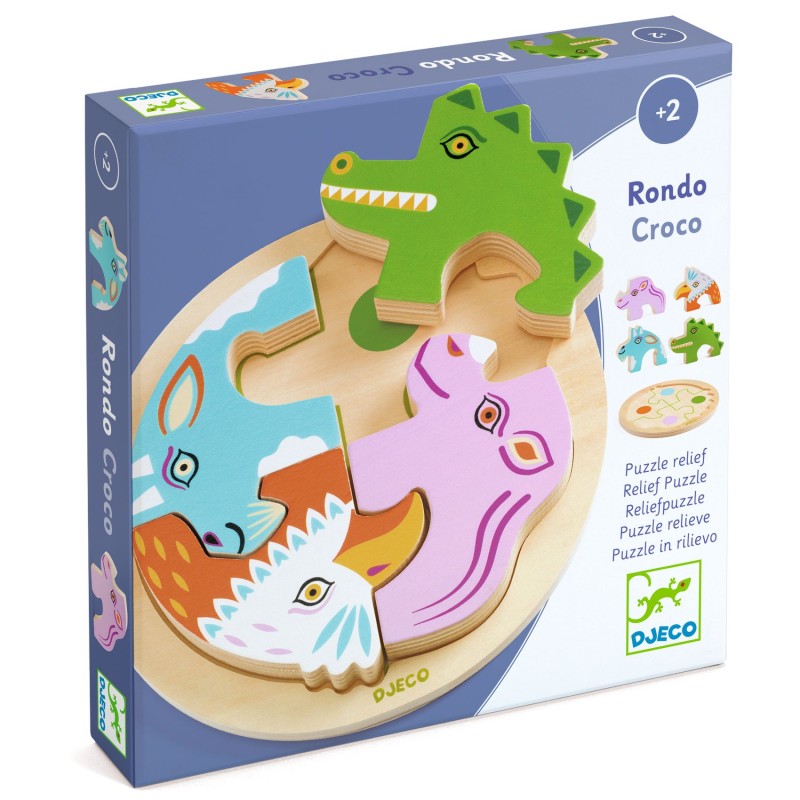 Acheter le puzzle Rondo Croco en bois 4 pièces Djeco