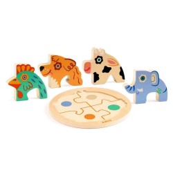 Acheter le puzzle Rondo Dog en bois 4 pièces Djeco