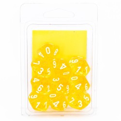 Set de 10 dés 10 - TRANSPARENT - Jaune/Blanc