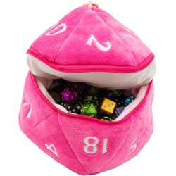 Sac à dés D20 Plush Hot Pink - Porte-dés rose vif