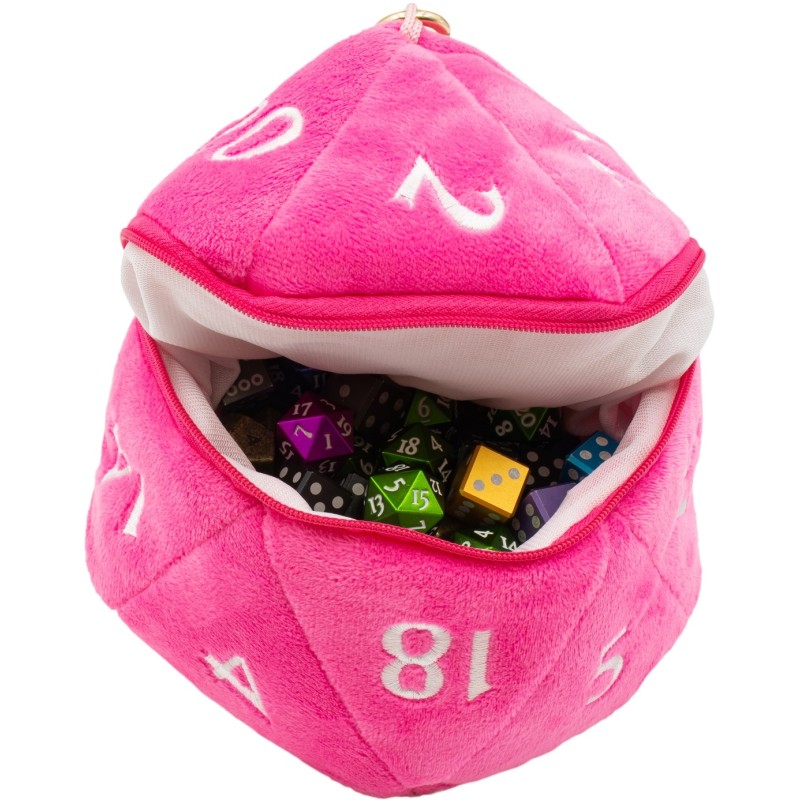 Sac à dés D20 Plush Hot Pink - Porte-dés rose vif