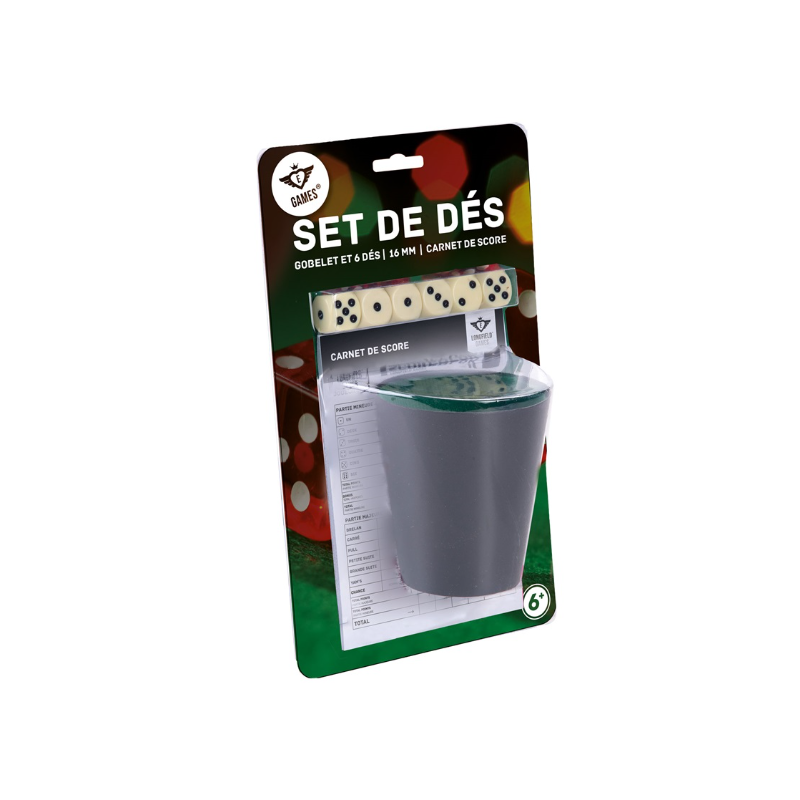 Acheter un set avec un Gobelet, des dés et un carnet de score